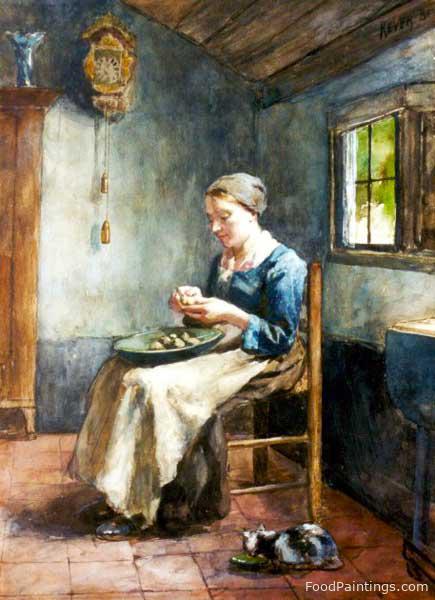 Peeling Potatoes - Hein Kever - 1880
