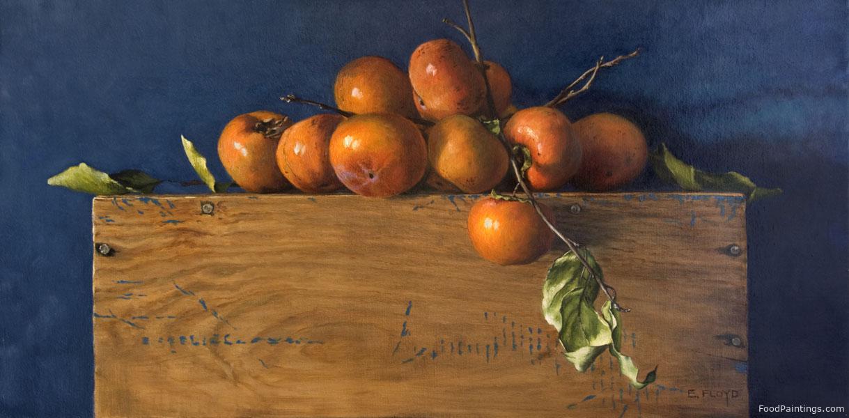 Persimmons on a Wooden Crate - Elizabeth Floyd