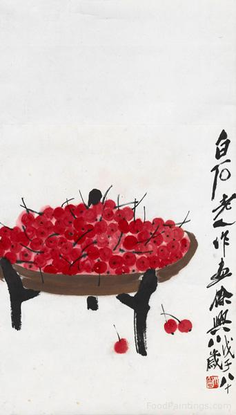 Plate of Cherries - Qi Baishi - 1948