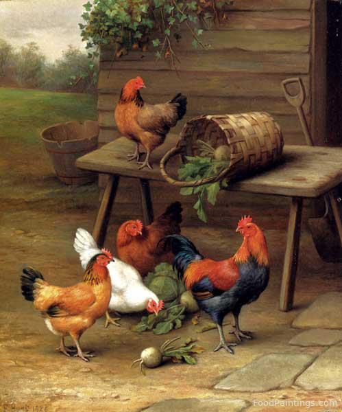 Poultry in a Barnyard - Edgar Hunt - 1926