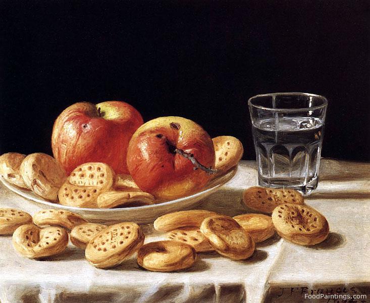 Still Life with Apples and Biscuits - John F. Francis - 1862