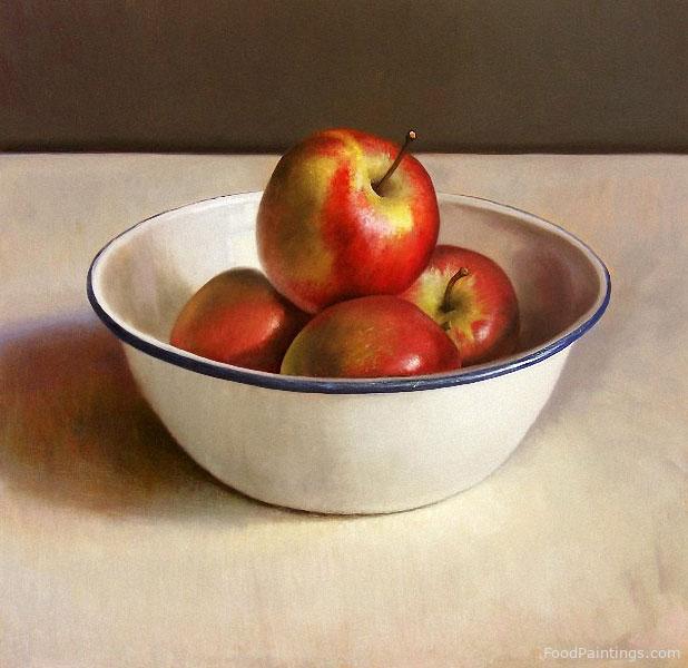 Still Life with Apples in Enamel Bowl - Jos van Riswick - 2010