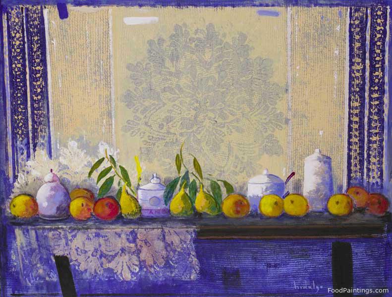 Still Life with Blue Table - Joaquim Hidalgo