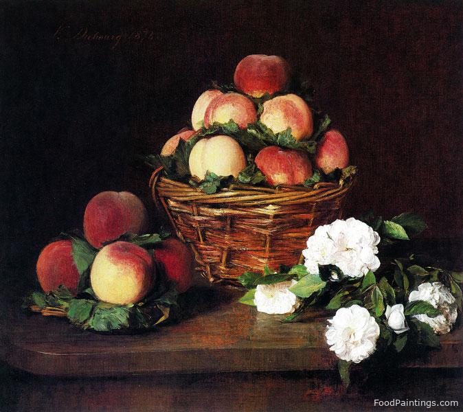 Still Life with Flower and Peaches - Victoria Dubourg - 1874