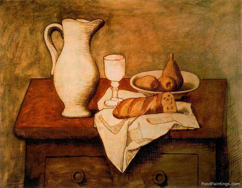 Still Life with Jug and Bread - Pablo Picasso - 1921