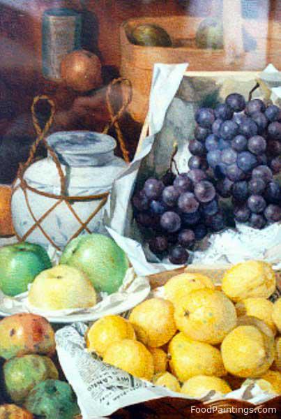 Still Life with Lemons and Grapes - Martinus Johannes Schild