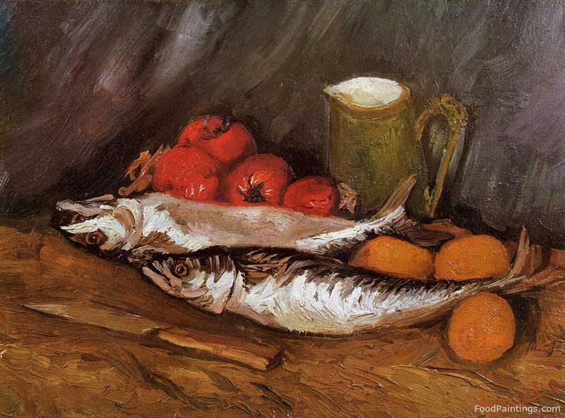 Still Life with Mackerels, Lemons and Tomatoes - Vincent van Gogh - 1886