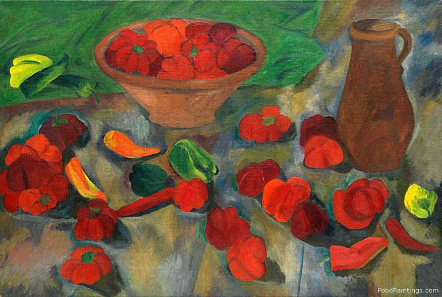Still Life with Peppers and Pitcher - Natalia Gontcharova - 1909