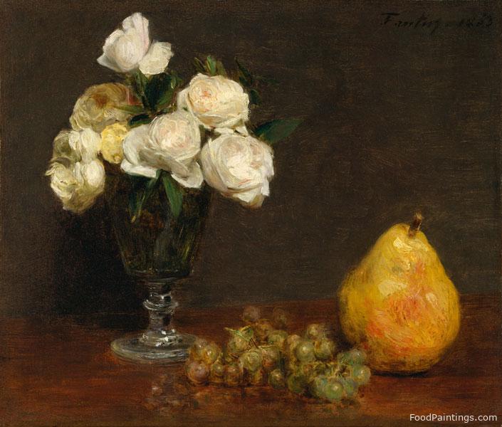 Still Life with Roses and Fruit - Henri Fantin Latour - 1863