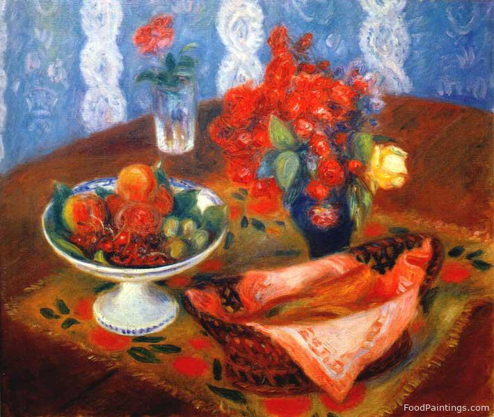 Still Life with Roses and Fruit - William Glackens - c. 1924