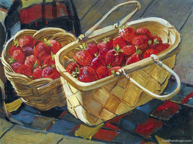 Still Life with Strawberry - Aleksandr Deyneka - 1955