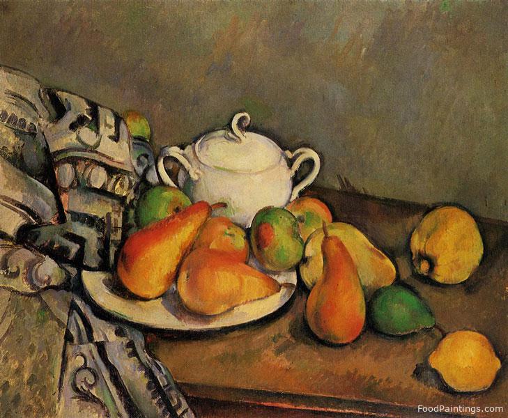 Sugarbowl, Pears and Tablecloth - Paul Cezanne - 1894