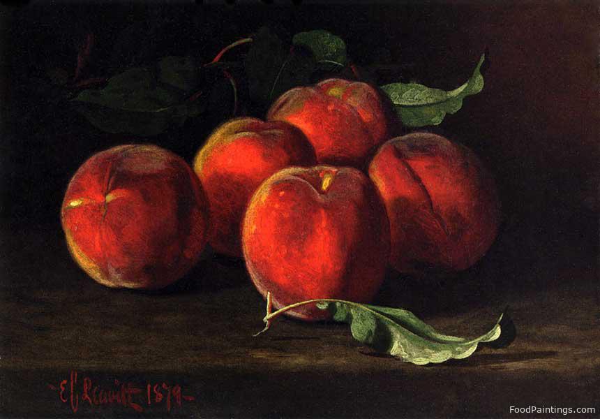 Table Top Still Life of Peaches - Edward Chalmers Leavitt - 1879