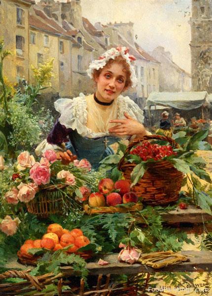 The Flower Seller - Louis Marie de Schryver - 1898