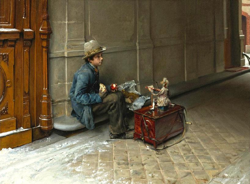 The Little Savoyard Eating in front of an Entrance to a House - Pascal Dagnan Bouveret - 1877