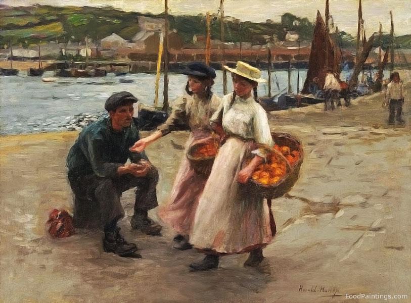 The Orange Sellers, Newlyn - Harold Harvey - c. 1907