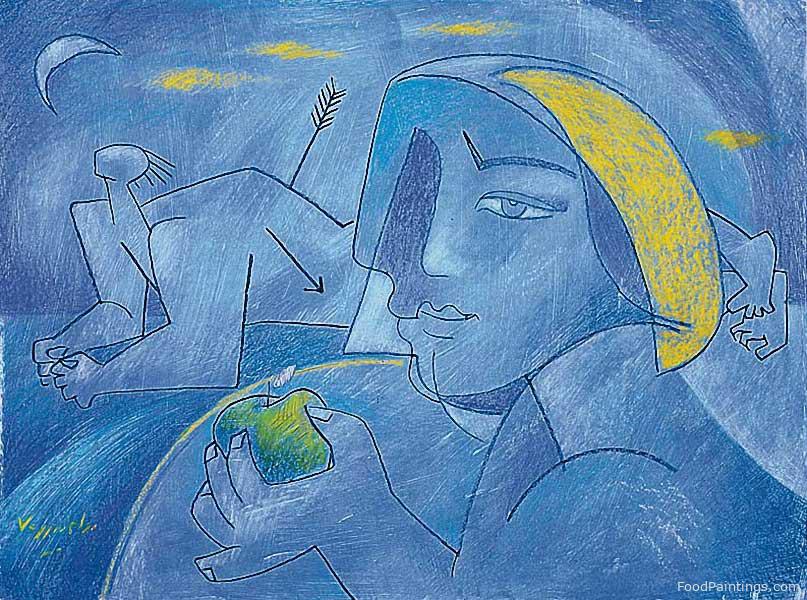 Woman and Green Apple - Bahram Dabiri - 1991