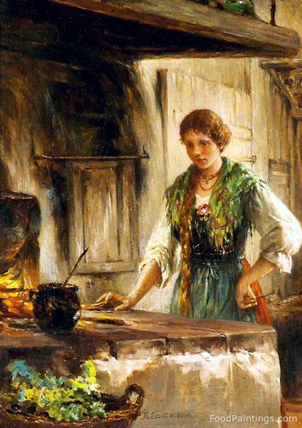 Young Girl in the Kitchen - Richard Eisermann