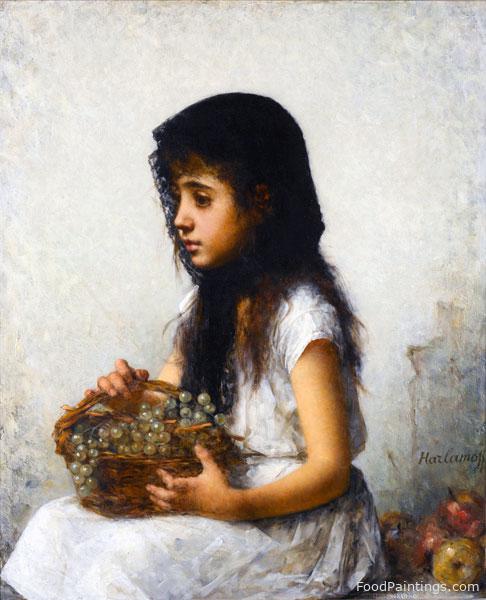 Young Girl with Grapes - Alexei Harlamoff
