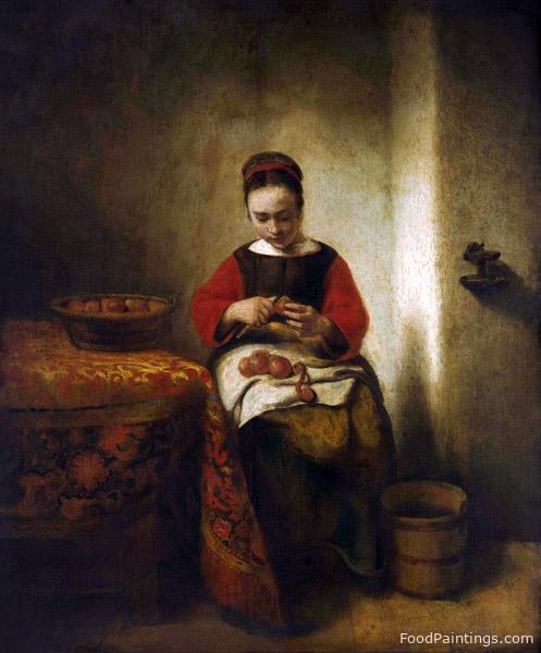Young Woman Peeling Apples - Nicolaes Maes - c. 1655