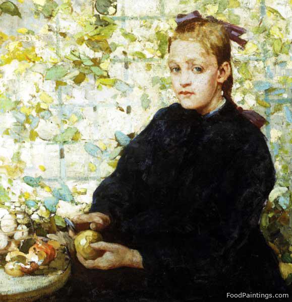 Young Woman Peeling an Apple - William Lee Hankey