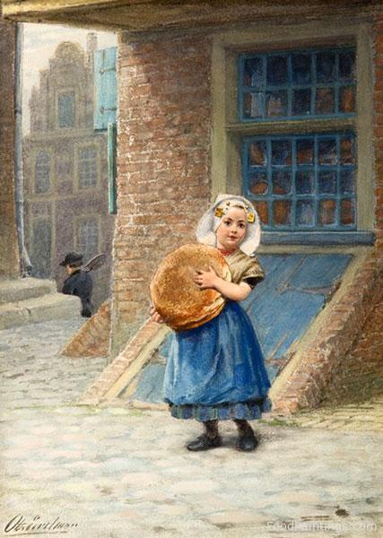 Zeeland Girl with Fresh Bread - Otto Eerelman