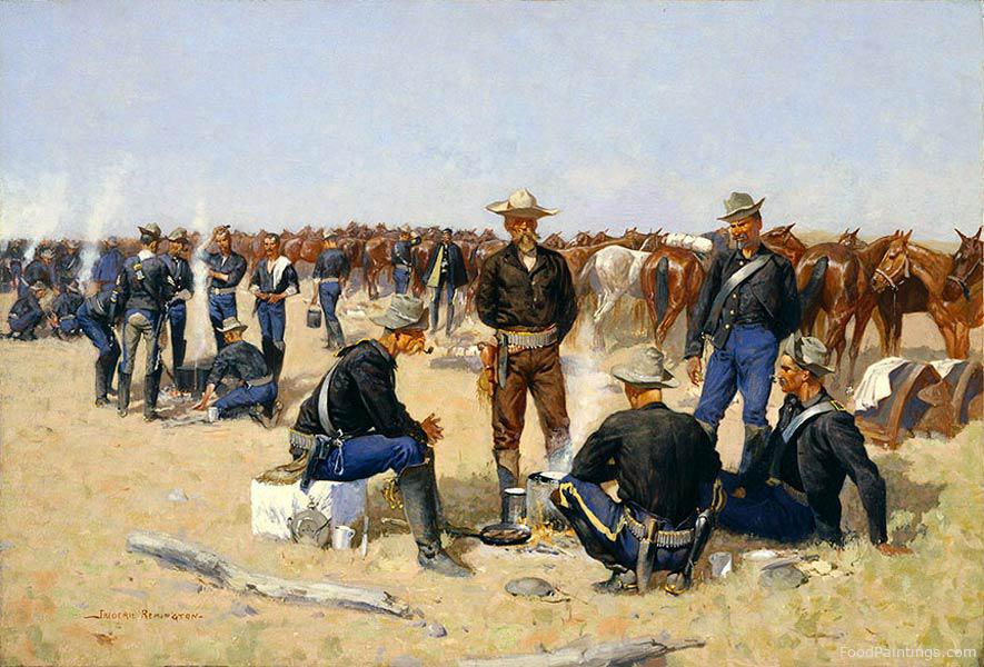 A Cavalryman's Breakfast on the Plains - Frederic Remington - c. 1892
