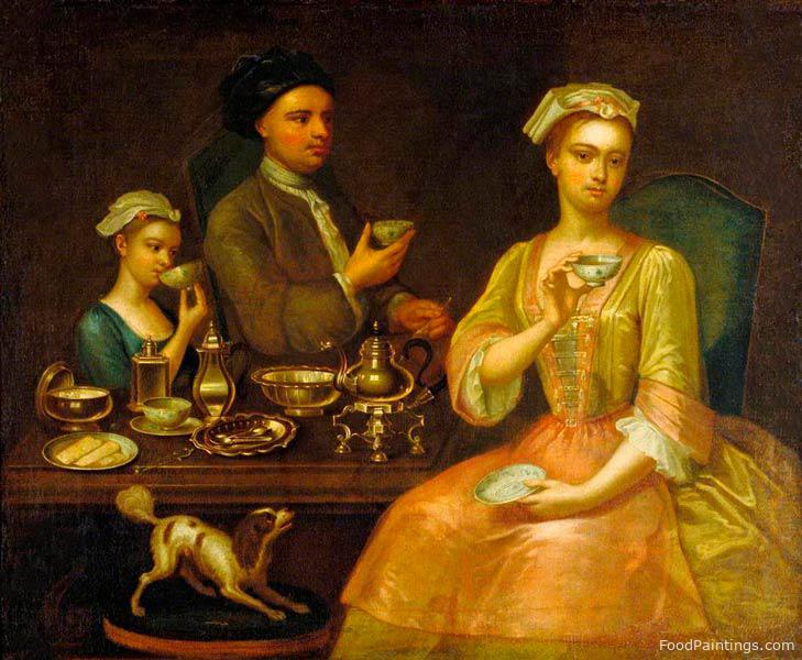 A Family of Three at Tea - Richard Collins - c. 1727