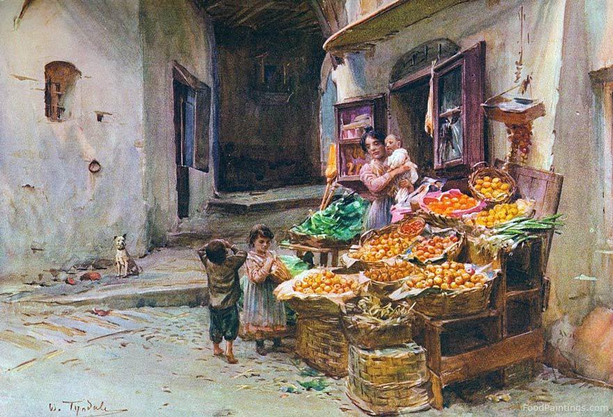 A Fruit Stall at San Remo - Walter Tyndale - c. 1900