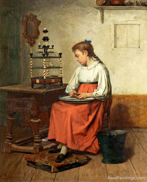 A Girl Peeling Potatoes - Lucien Gerard - c. 1880-1890