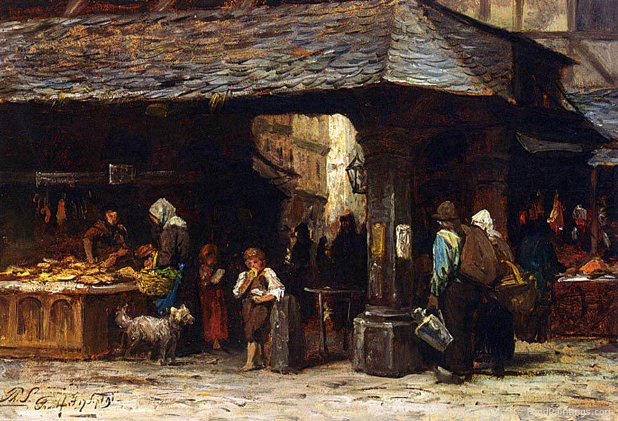 A Market Scene in Frankfurt - Philippe Lodewijk Sadee - 1891