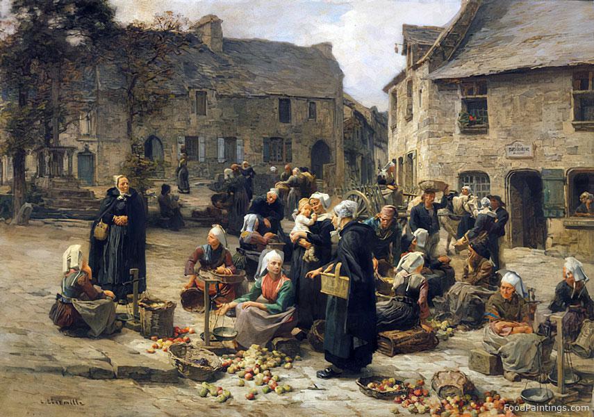 Apple Market, Landerneau, Brittany - Leon Augustin Lhermitte - c. 1878