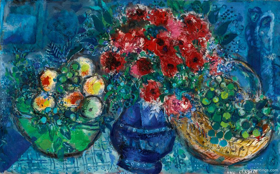 Blue Vase with Two Baskets of Fruit - Marc Chagall
