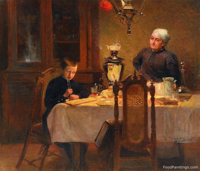 Drinking Tea (At the Samovar) - Vladimir Makovsky - 1880