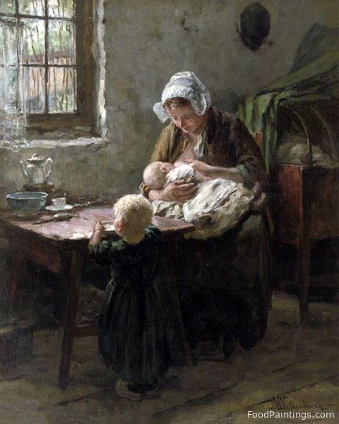 Feeding the Baby - Hendrik Valkenburg