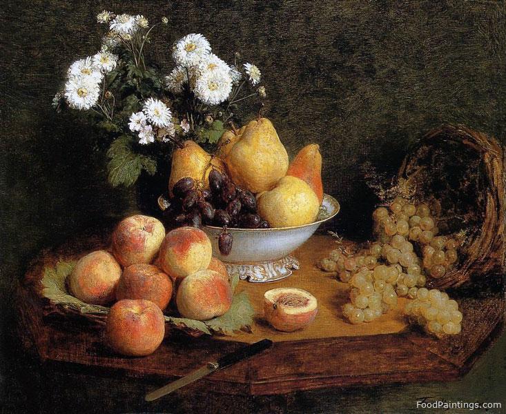 Flowers and Fruit on a Table - Henri Fantin Latour - 1865