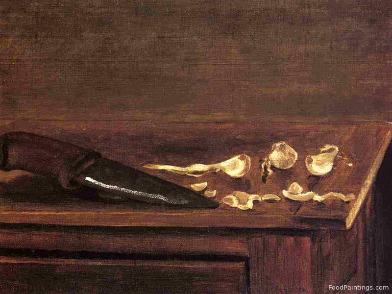 Garlic Cloves and Knife on the Corner of a Table - Gustave Caillebotte - 1878