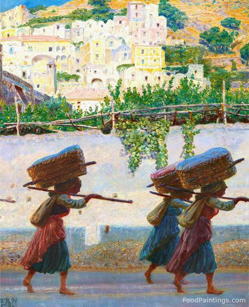 Girls Carrying Lemons, Ravello - Kristian Zahrtmann - 1891