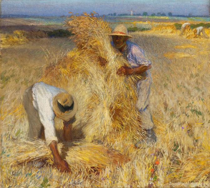 Harvesters Setting up Sheaves - George Clausen - 1899