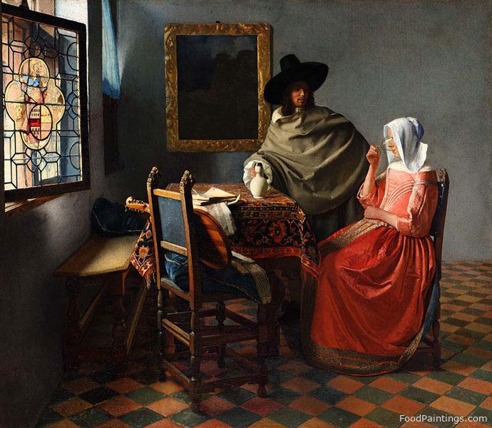 Lady and Gentleman Drinking Wine (The Glass of Wine) - Johannes Vermeer - c. 1658–1660