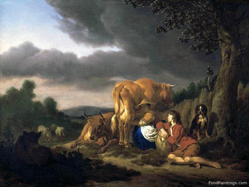 Milking a Cow - Adriaen van de Velde - 1666