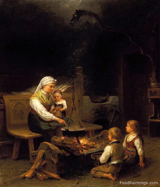 Mother and Children in a Living Room - Bengt Nordenberg - 1883