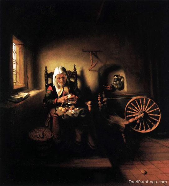 Old Woman Peeling Apples - Nicolaes Maes - 1655