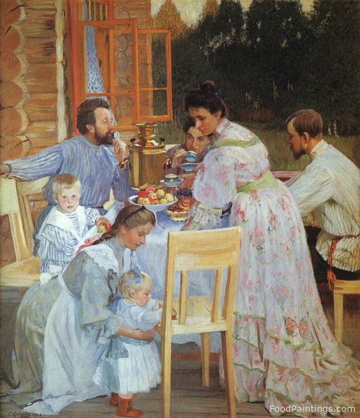 On the Terrace - Boris Kustodiev - 1906