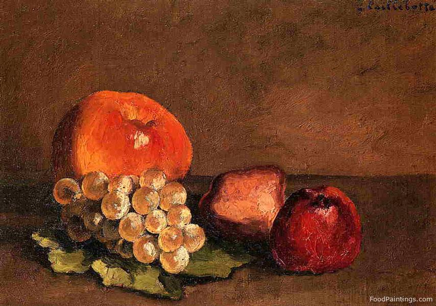 Peaches, Apples and Grapes on a Vine Leaf - Gustave Caillebotte - c. 1871-1878