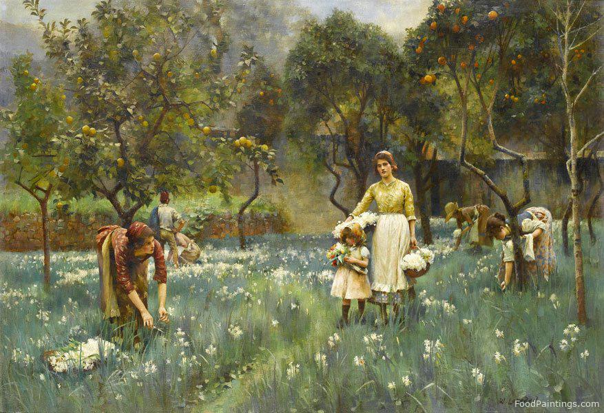 Picking Flowers in an Orange Grove - William Logsdail
