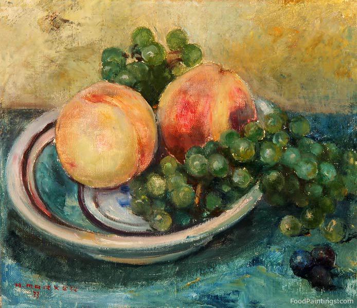 Still Life with Peaches and Grapes in a Faience Bowl - Alfred Marxer - 1933