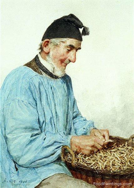 The Old Feissli Shelling Peas - Albert Anker - 1906
