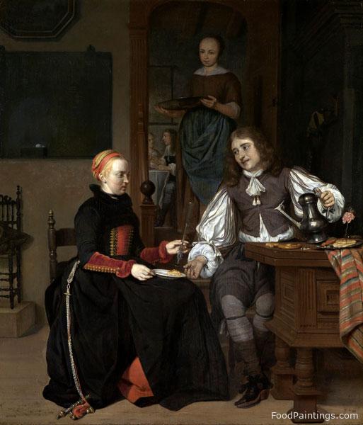 Young Couple at Breakfast - Gabriel Metsu - 1667