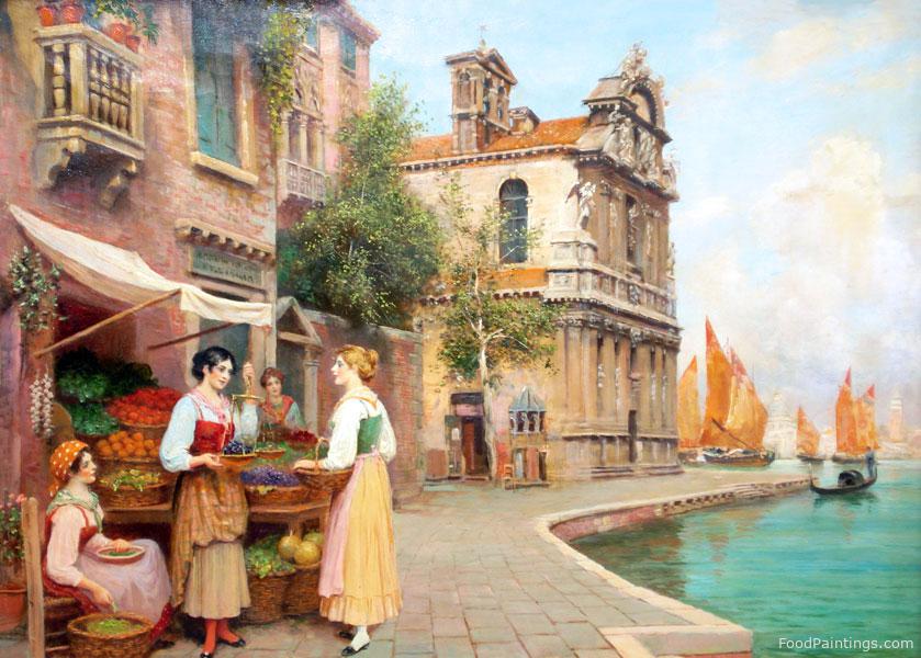 A Venetian Canalside Fruit Stall - Arthur Trevor Haddon